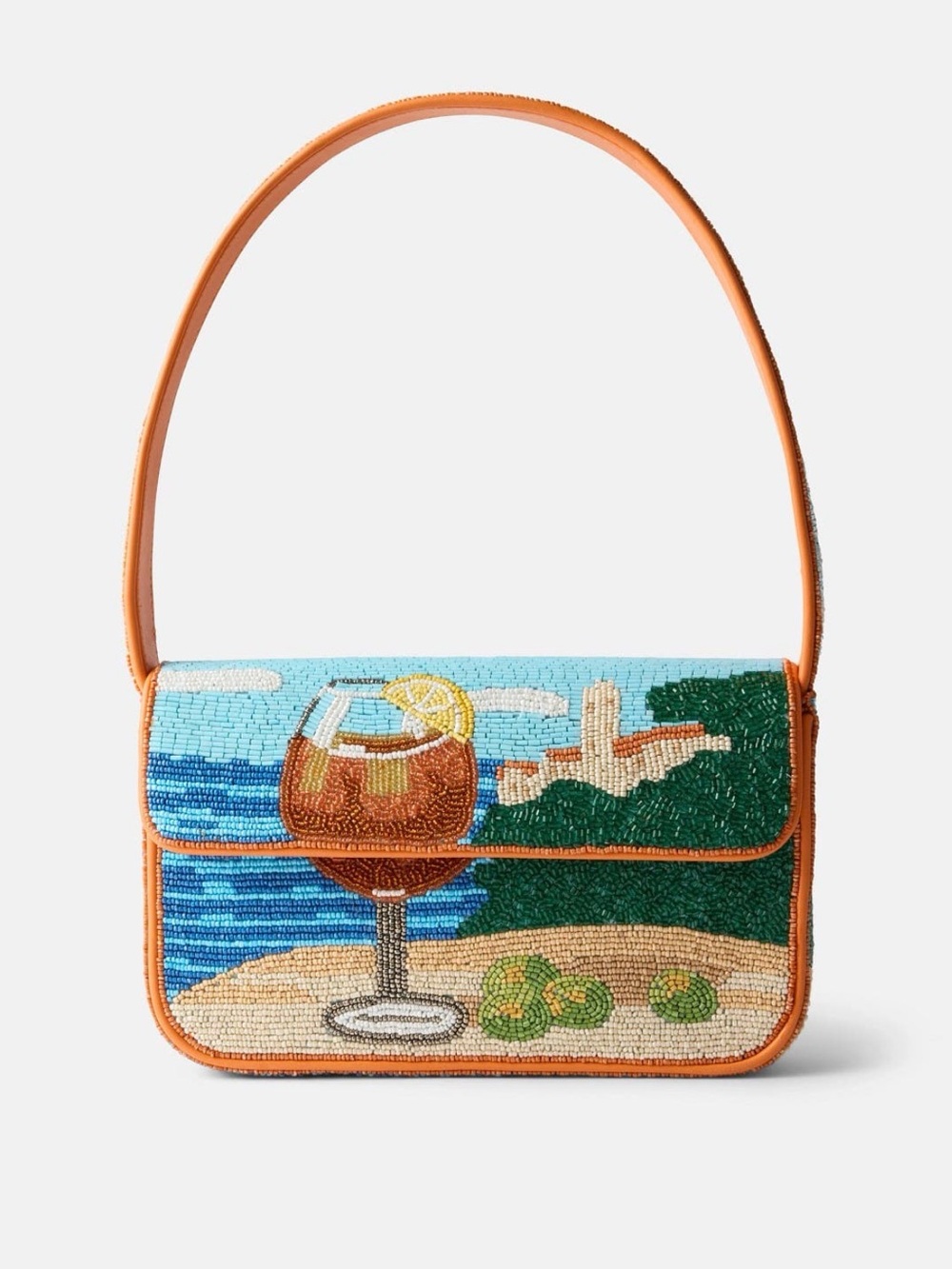 STAUD Subset Spritz Tommy Beaded Bag - Blue, Green & Orange